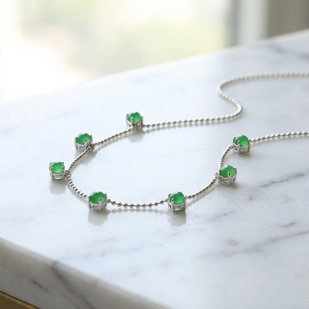 Starry Silver Jadeite Pendant