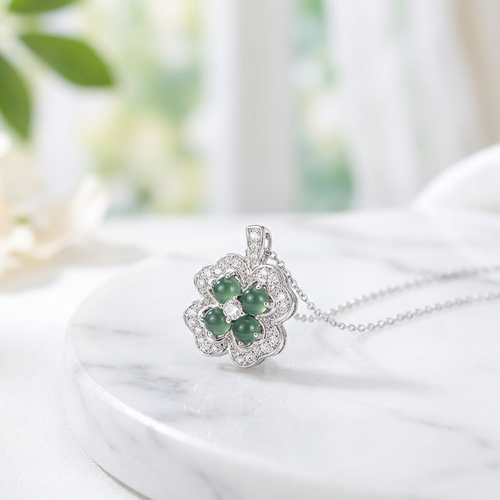 Blue Jade Clover Necklace