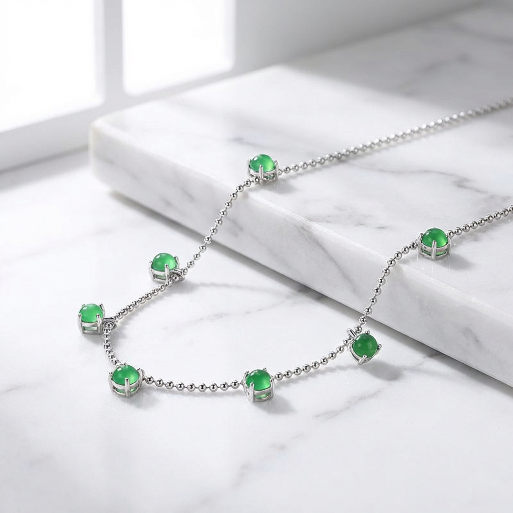 Starry Silver Jadeite Pendant