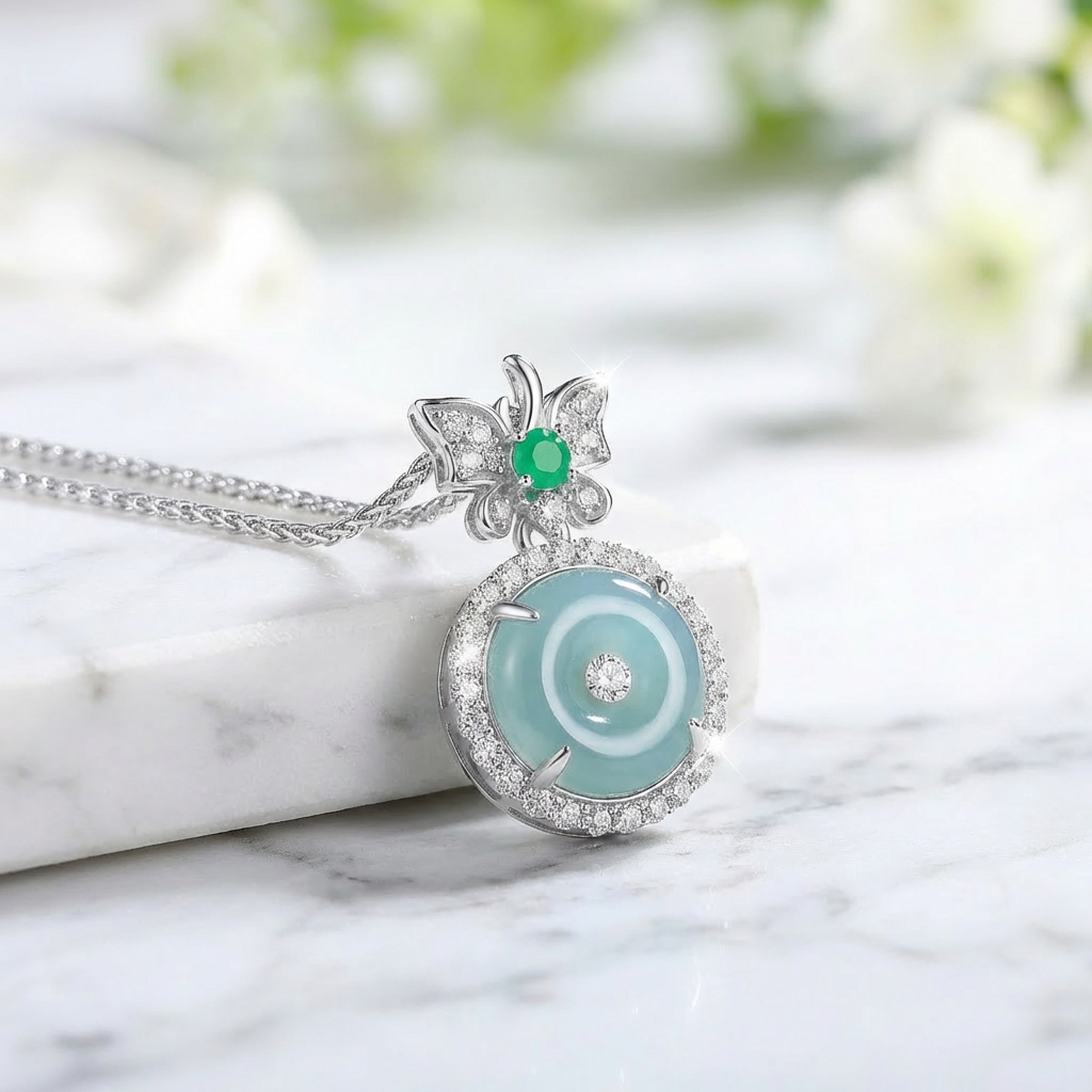 Blue Jade Butterfly Necklace
