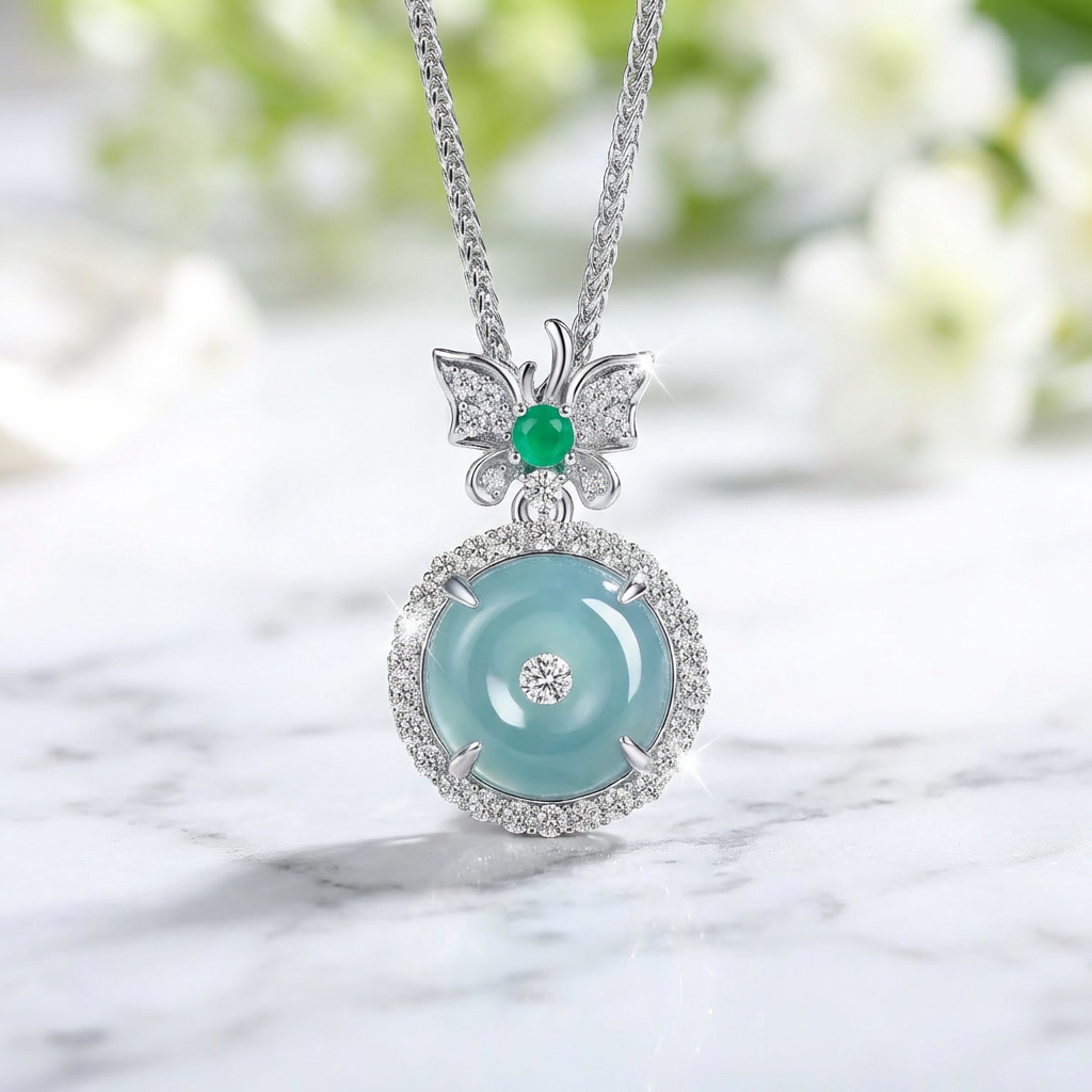 Blue Jade Butterfly Necklace