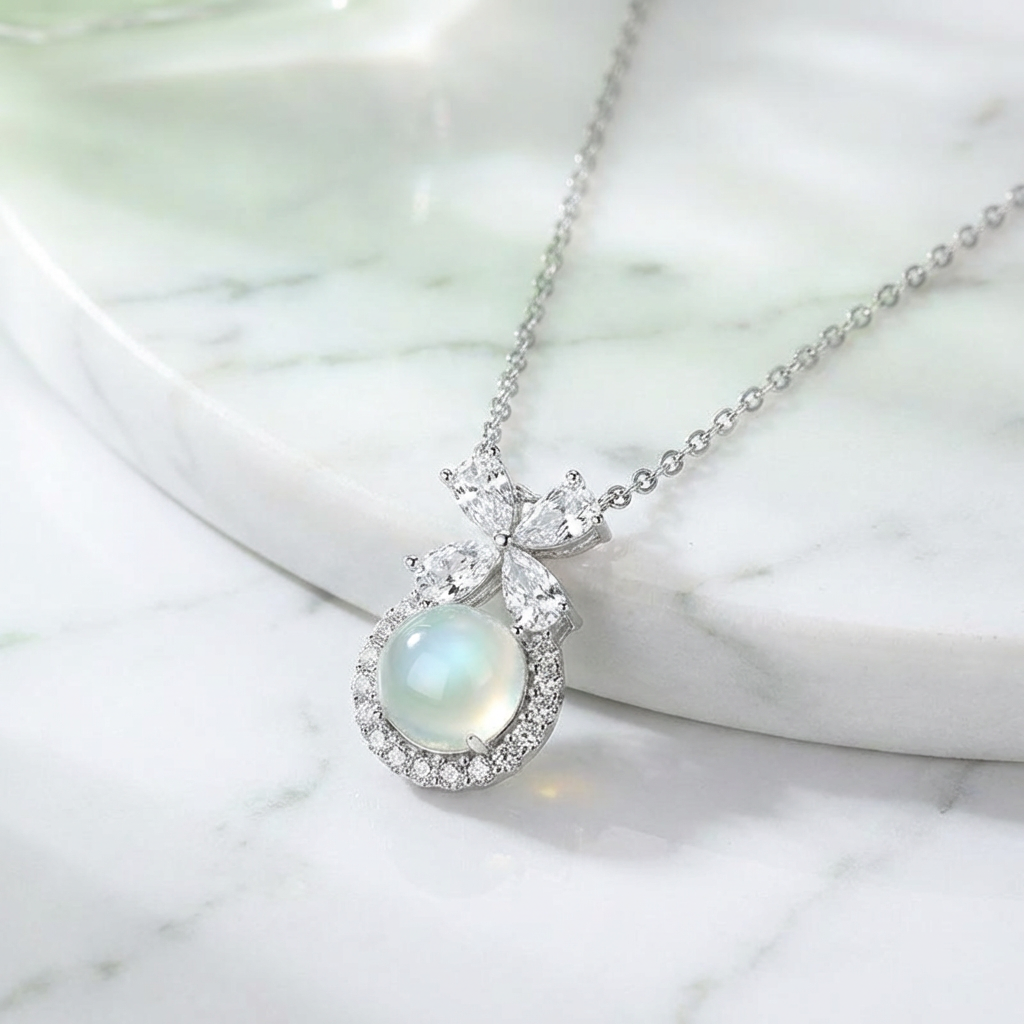 Chalcedony Bow Necklace