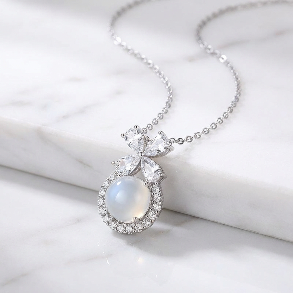 Chalcedony Bow Necklace