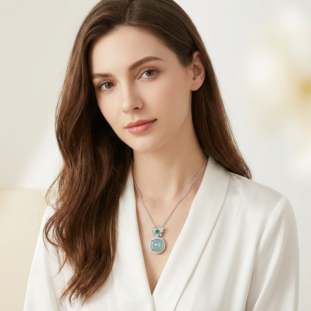 Blue Jade Butterfly Necklace