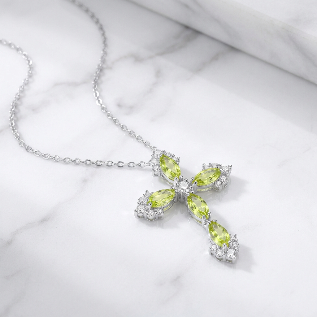 Silver Crystal Cross Pendant